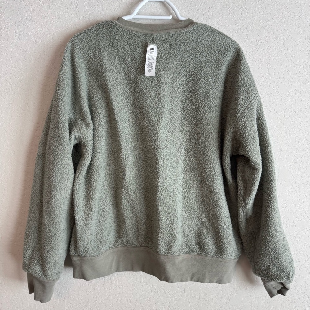 Lunya Shaded Olive Silksweats Midweight Reversible Pocket Sweatshirt Small - Picture 8 of 12